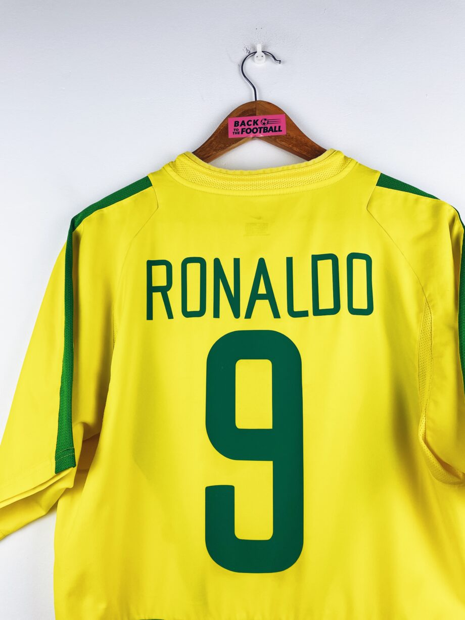 maillot vintage domicile Brésil 2002 floqué Ronaldo #9