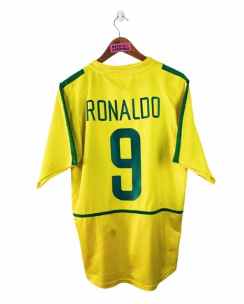 maillot vintage domicile Brésil 2002 floqué Ronaldo #9