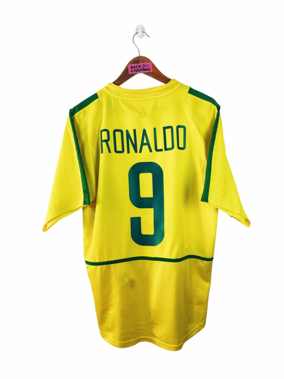 maillot vintage domicile Brésil 2002 floqué Ronaldo #9