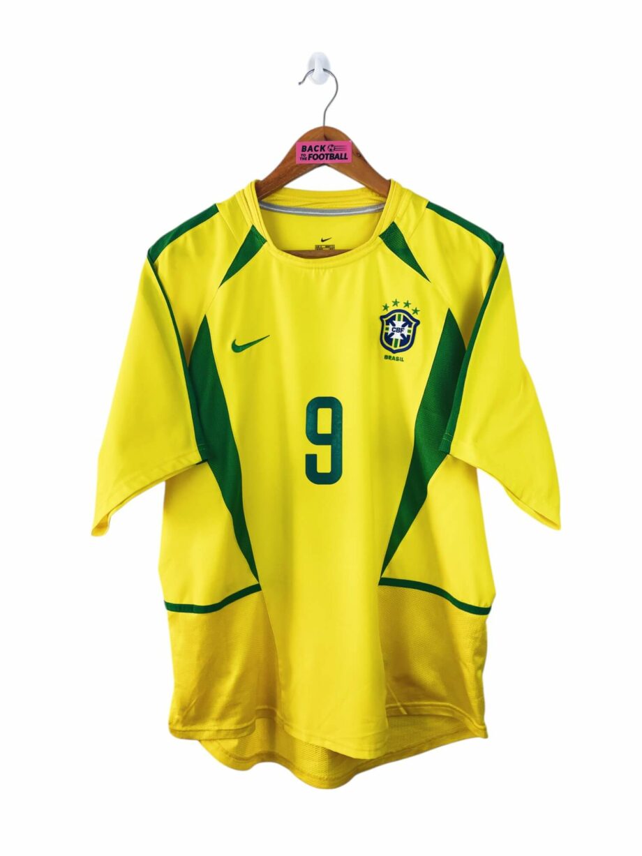 maillot vintage domicile Brésil 2002 floqué Ronaldo #9