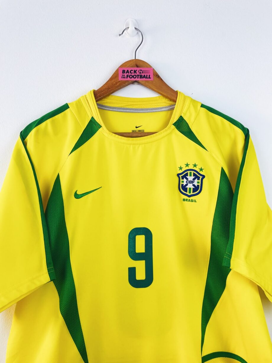maillot vintage domicile Brésil 2002 floqué Ronaldo #9