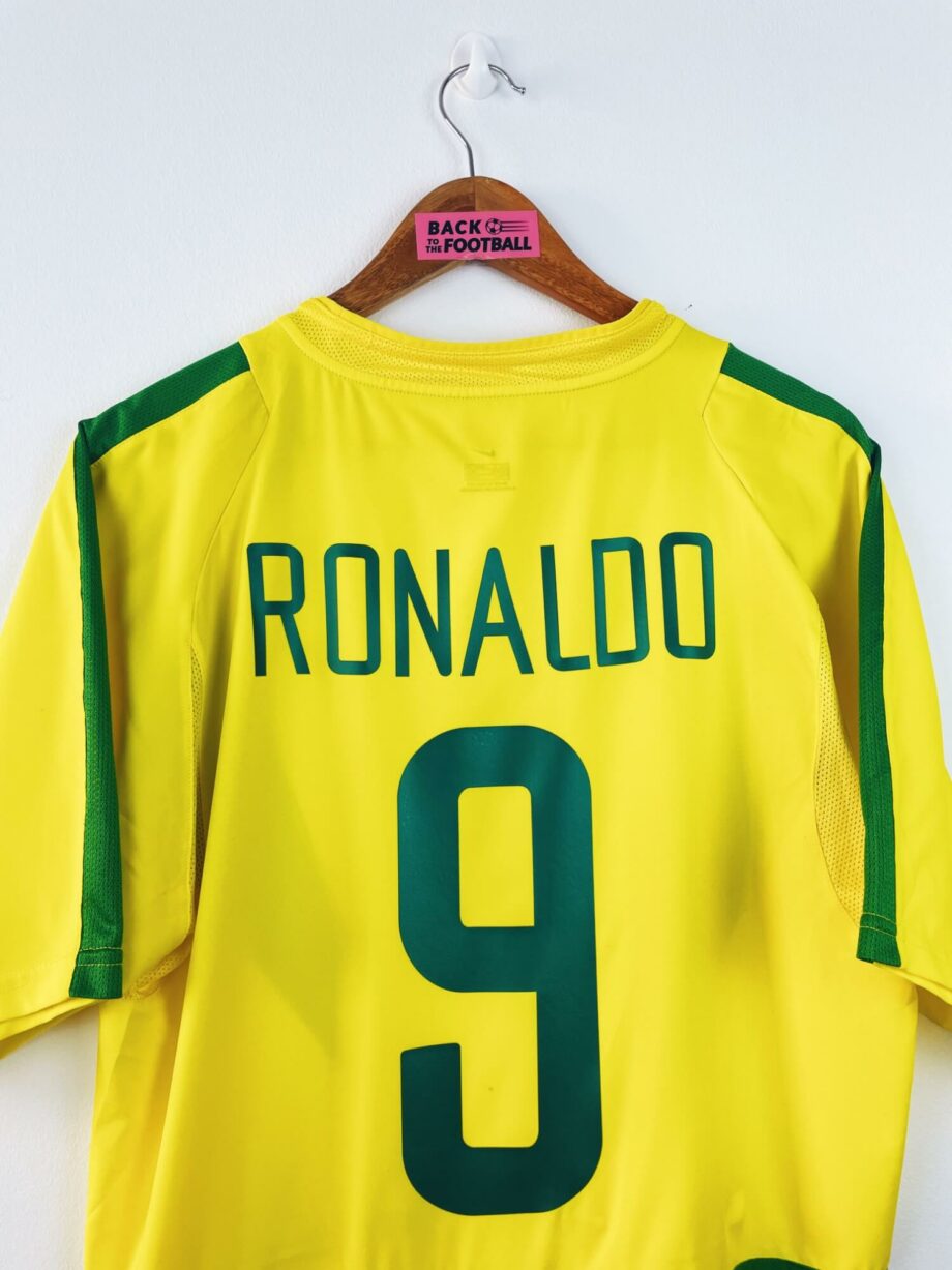 maillot vintage domicile Brésil 2002 floqué Ronaldo #9