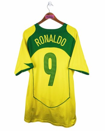 maillot vintage domicile Brésil 2004 floqué Ronaldo #9
