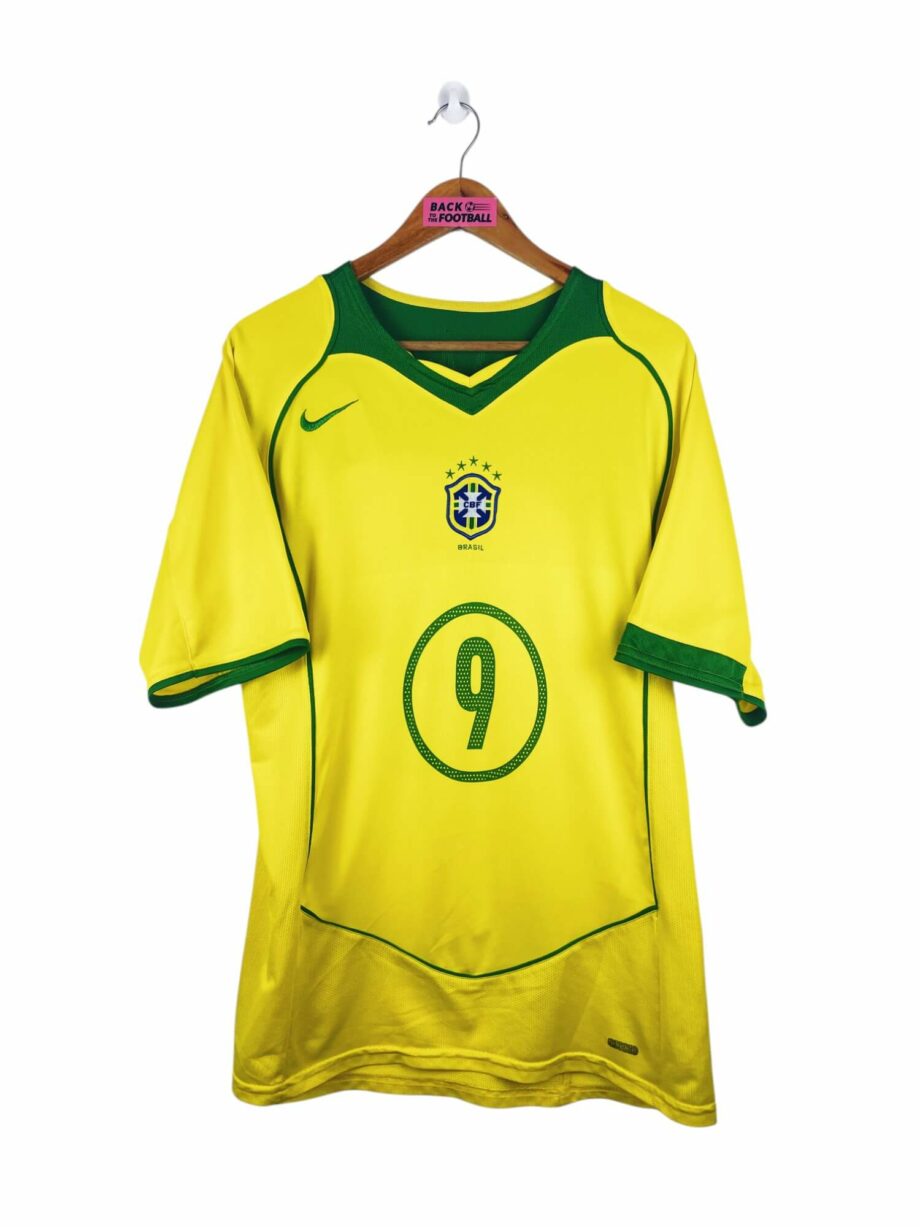 maillot vintage domicile Brésil 2004 floqué Ronaldo #9