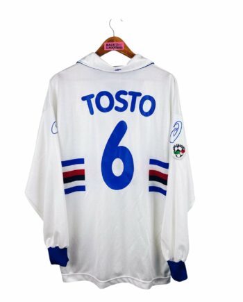 maillot vintage extérieur Sampdoria 1999/2000 manches longues porté (match worn) ou préparé (match issue) pour Tosto #6
