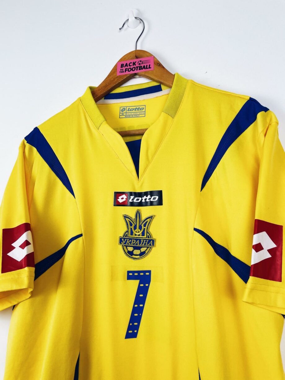 maillot vintage domicile Ukraine 2006 floqué Shevchenko #7