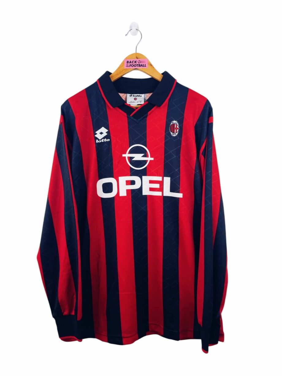 maillot vintage domicile AC Milan 1995/1996 manches longues préparé (match issue) pour le numéro 2