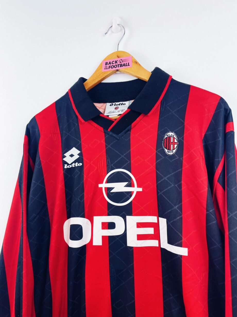 maillot vintage domicile AC Milan 1995/1996 manches longues préparé (match issue) pour le numéro 2