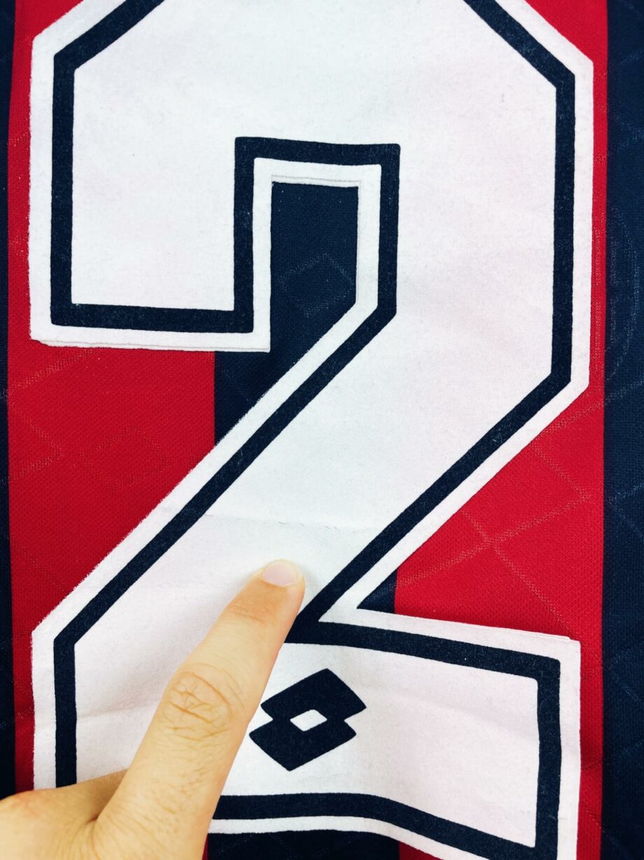 maillot vintage domicile AC Milan 1995/1996 manches longues préparé (match issue) pour le numéro 2