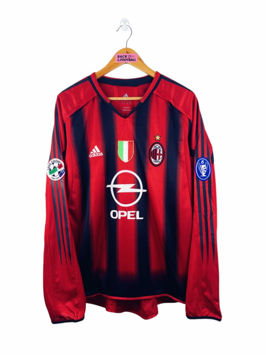 maillot vintage domicile AC Milan 2004/2005 manches longues préparé (match issue) ou porté (match worn) par Costacurta #5
