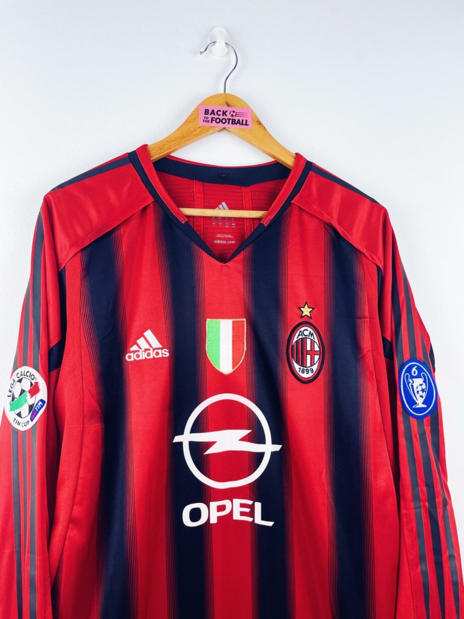 maillot vintage domicile AC Milan 2004/2005 manches longues préparé (match issue) ou porté (match worn) par Costacurta #5