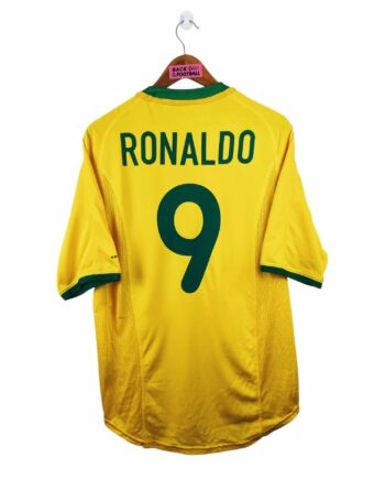 maillot vintage domicile Brésil 2000 floqué Ronaldo #9