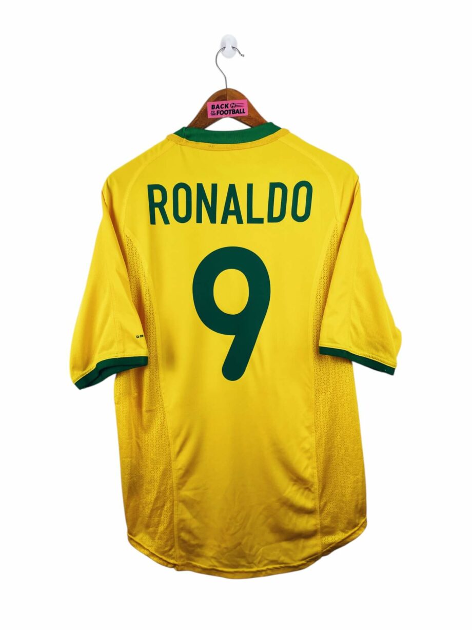 maillot vintage domicile Brésil 2000 floqué Ronaldo #9