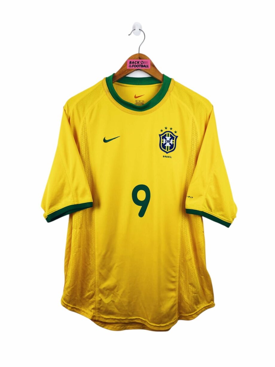 maillot vintage domicile Brésil 2000 floqué Ronaldo #9