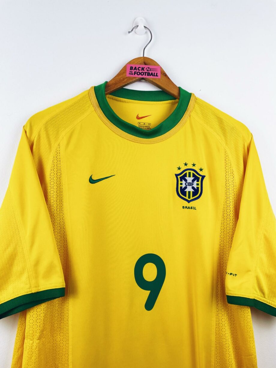 maillot vintage domicile Brésil 2000 floqué Ronaldo #9