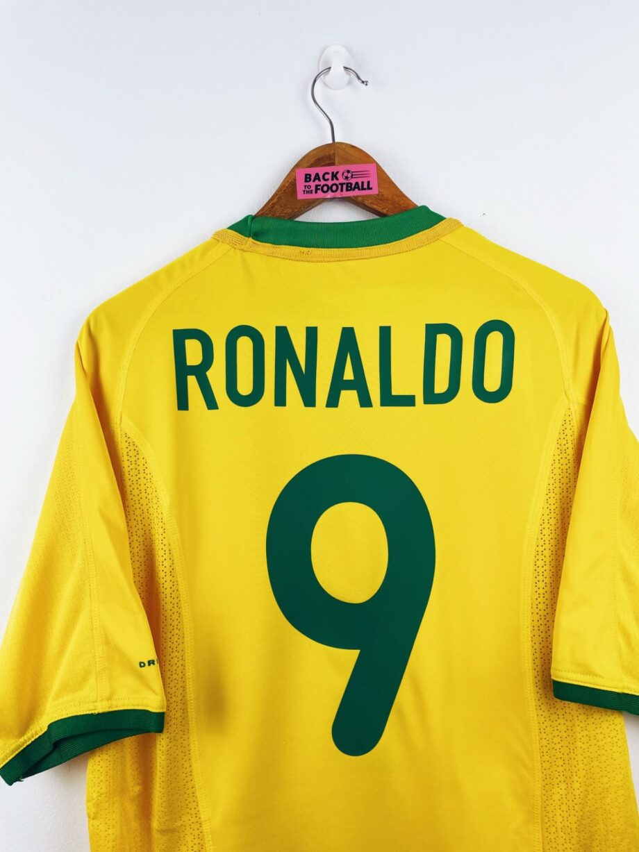 maillot vintage domicile Brésil 2000 floqué Ronaldo #9