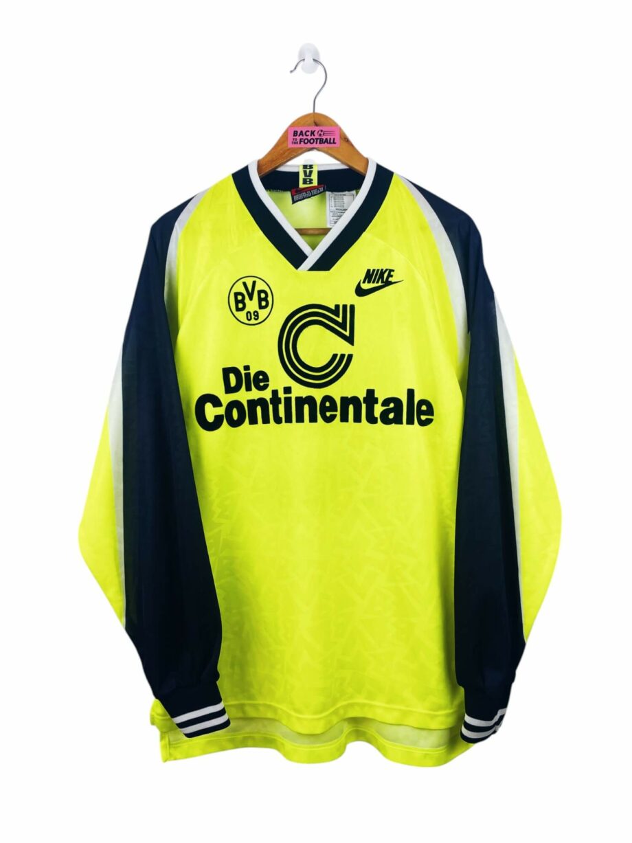 maillot vintage domicile Borussia Dortmund 1995/1996 manches longues préparé pour le numéro 15 (match issue)
