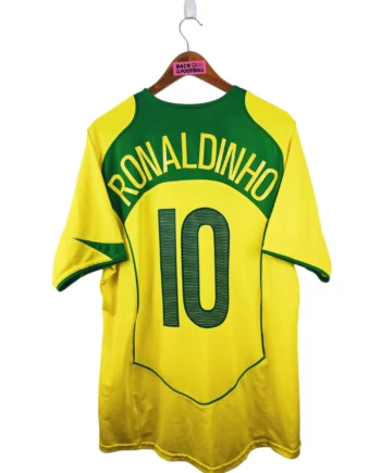 maillot vintage domicile Brésil 2004 floqué Ronaldinho #10