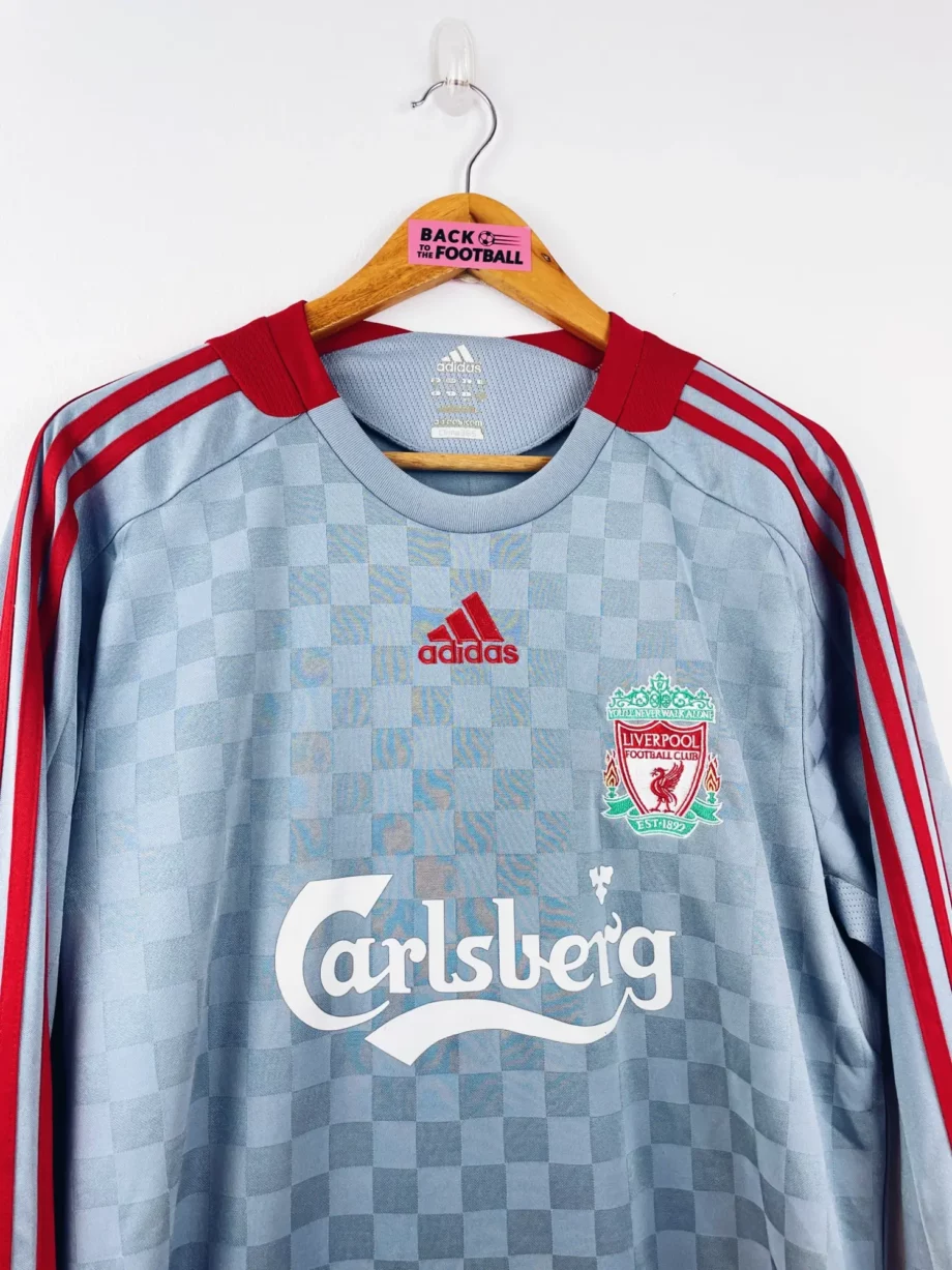 maillot vintage extérieur Liverpool 2008/2010 manches longues floqué Gerrard #8