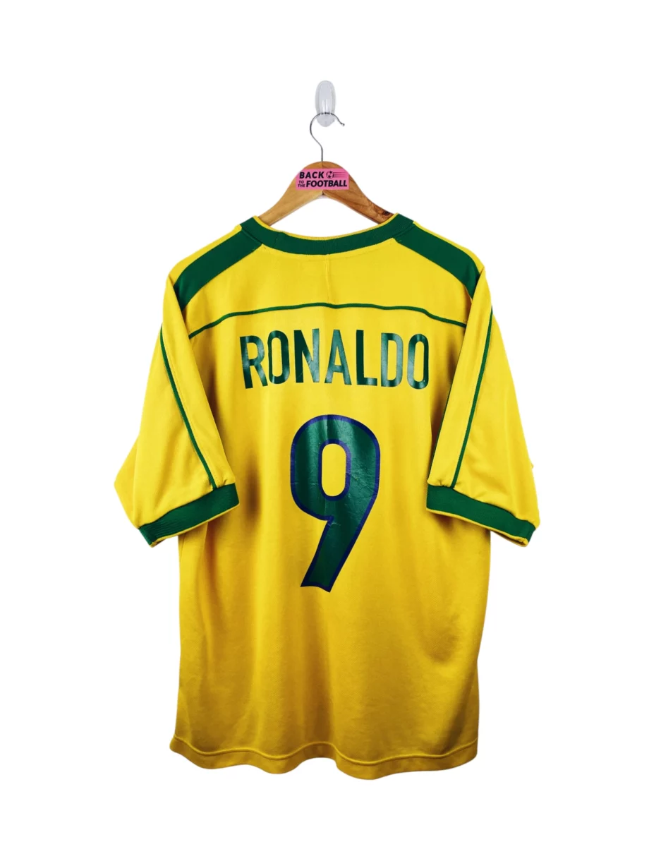 maillot vintage domicile Brésil 1998 floqué Ronaldo #9