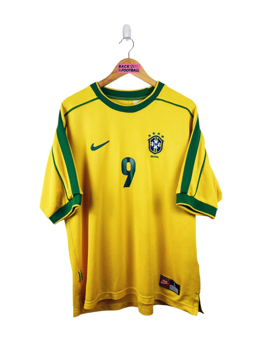 maillot vintage domicile Brésil 1998 floqué Ronaldo #9