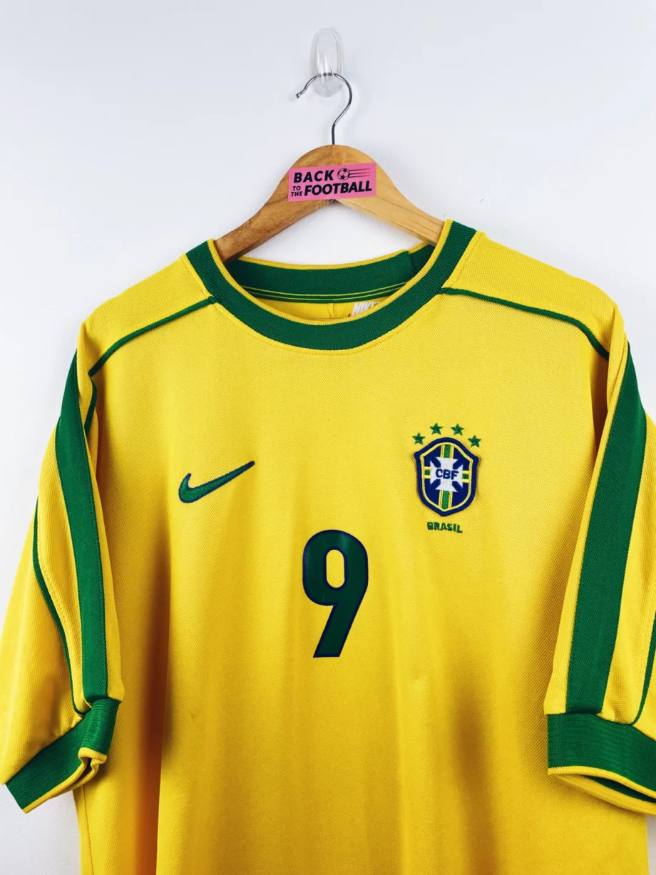 maillot vintage domicile Brésil 1998 floqué Ronaldo #9