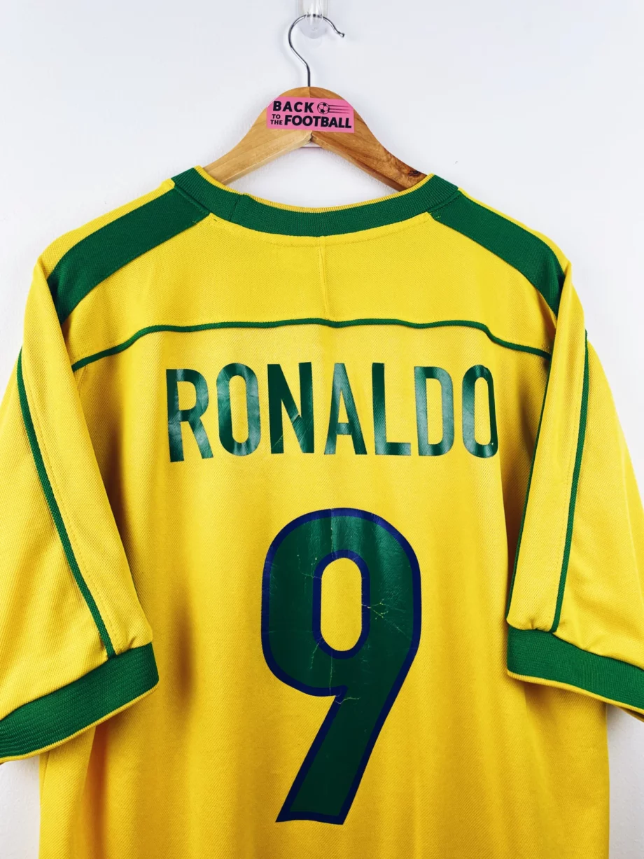 maillot vintage domicile Brésil 1998 floqué Ronaldo #9