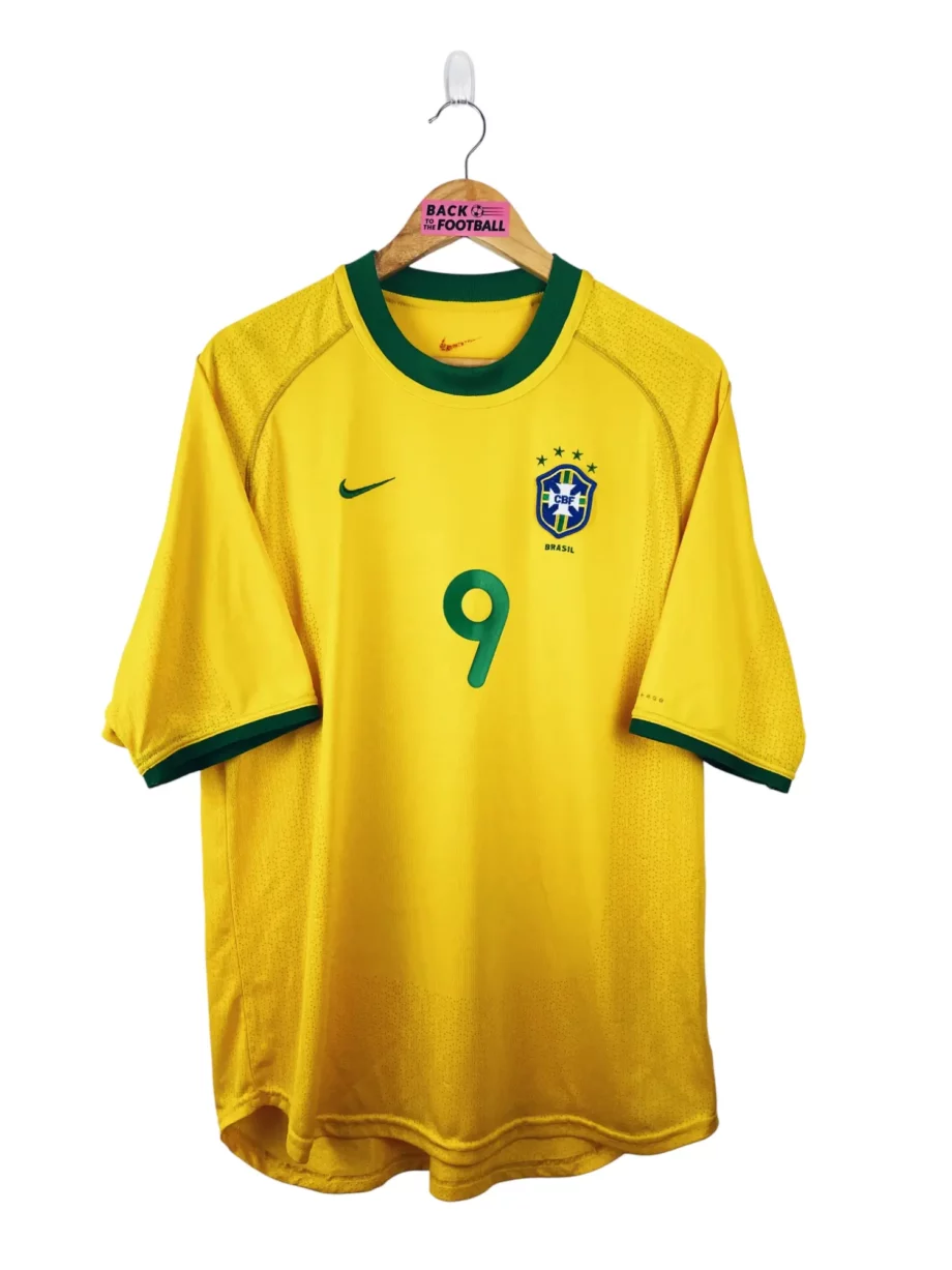 maillot vintage domicile Brésil 2000 floqué Ronaldo #9