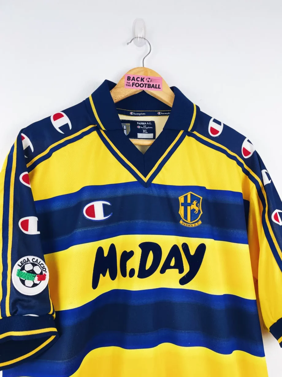 maillot vintage domicile Parme 2000/2001 floqué Micoud #18