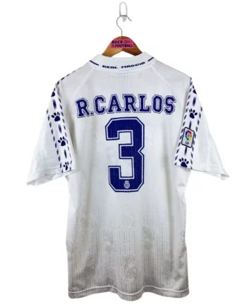 maillot vintage domicile Real Madrid 1996/1997 floqué R. Carlos #3