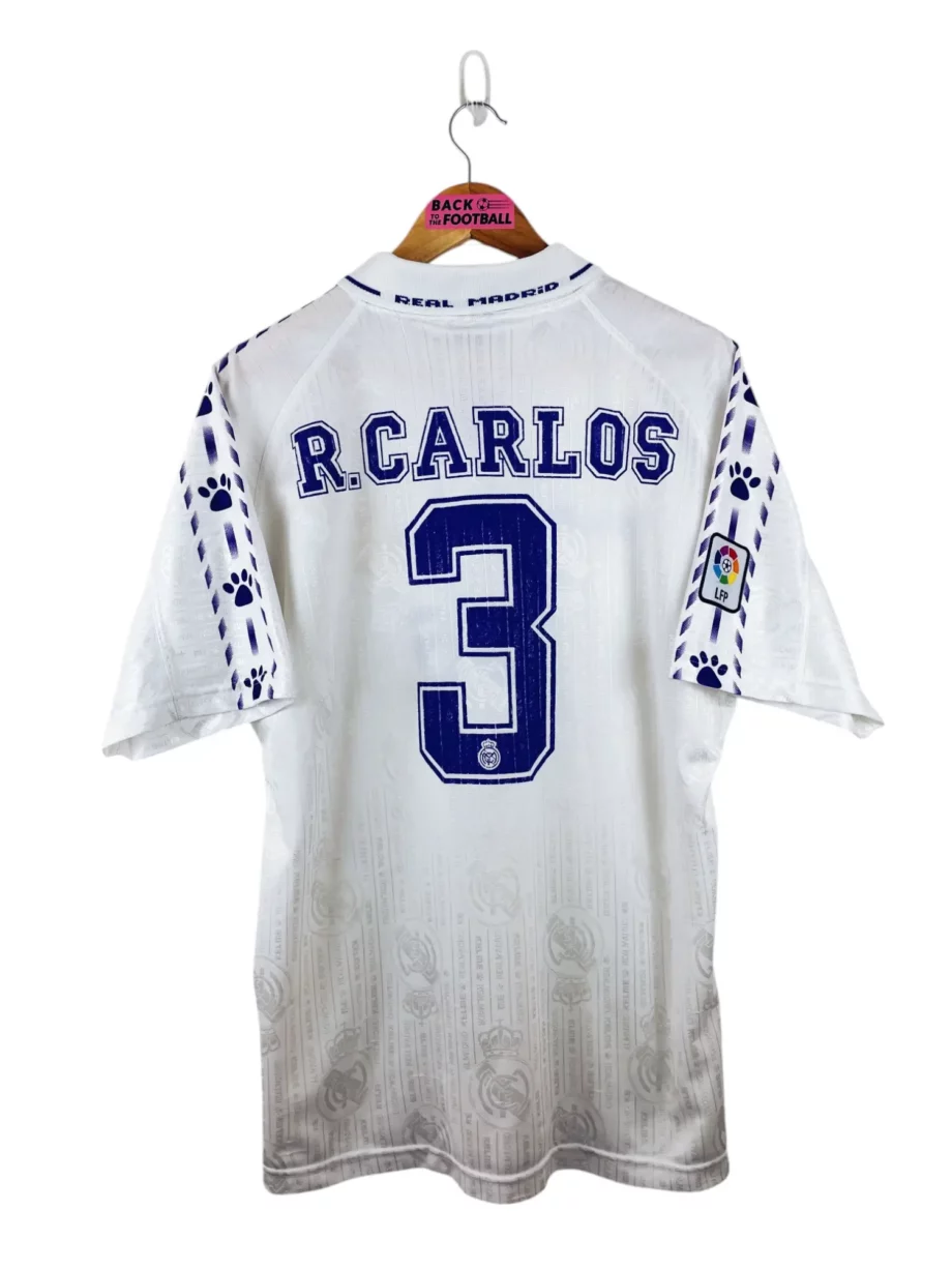 maillot vintage domicile Real Madrid 1996/1997 floqué R. Carlos #3
