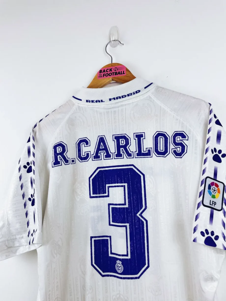 maillot vintage domicile Real Madrid 1996/1997 floqué R. Carlos #3