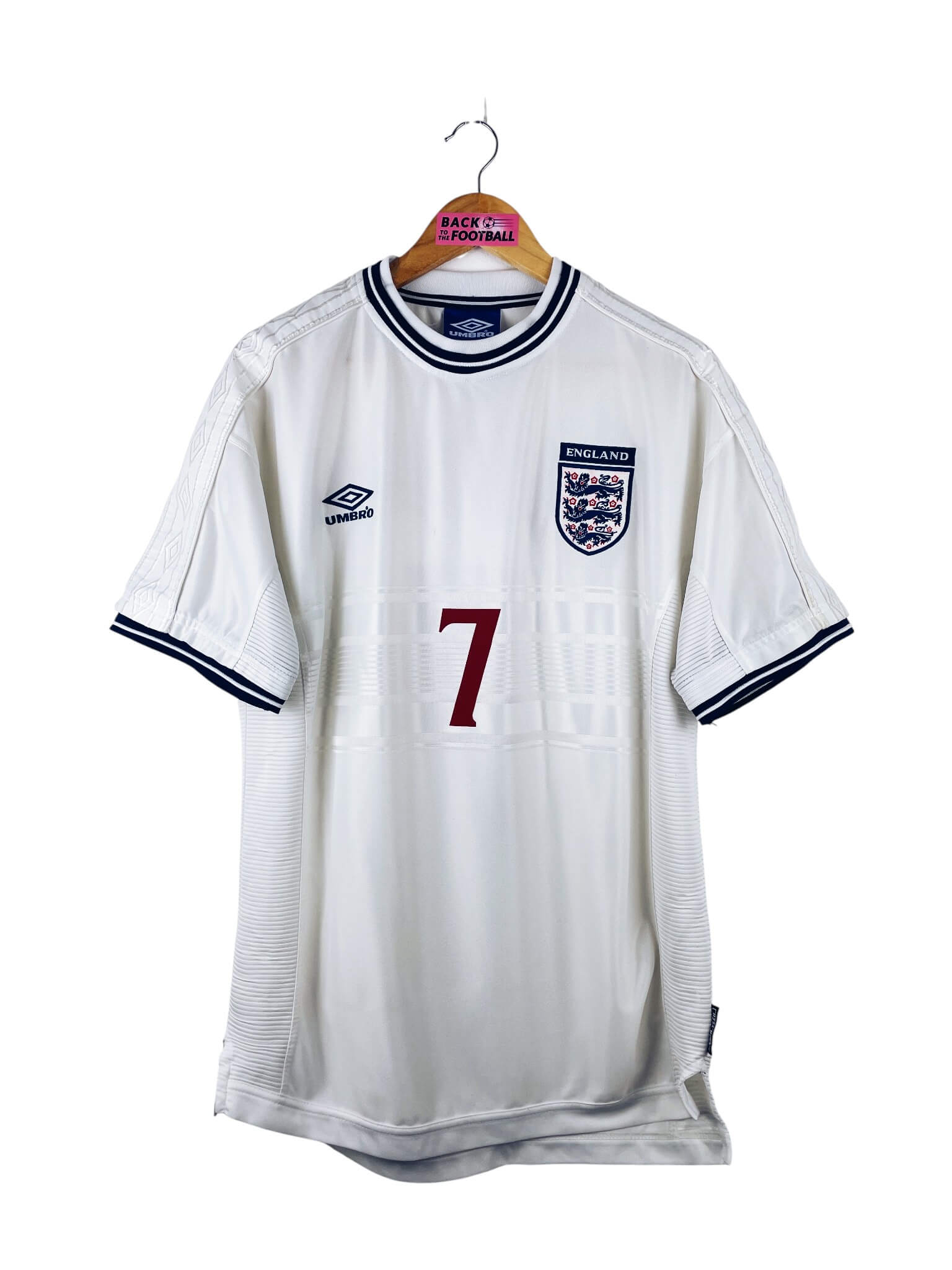 maillot vintage domicile Angleterre 1999/2001 floqué Beckham #7