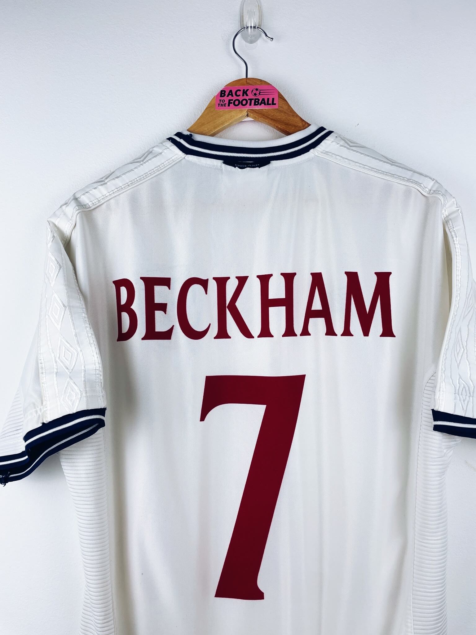 maillot vintage domicile Angleterre 1999/2001 floqué Beckham #7
