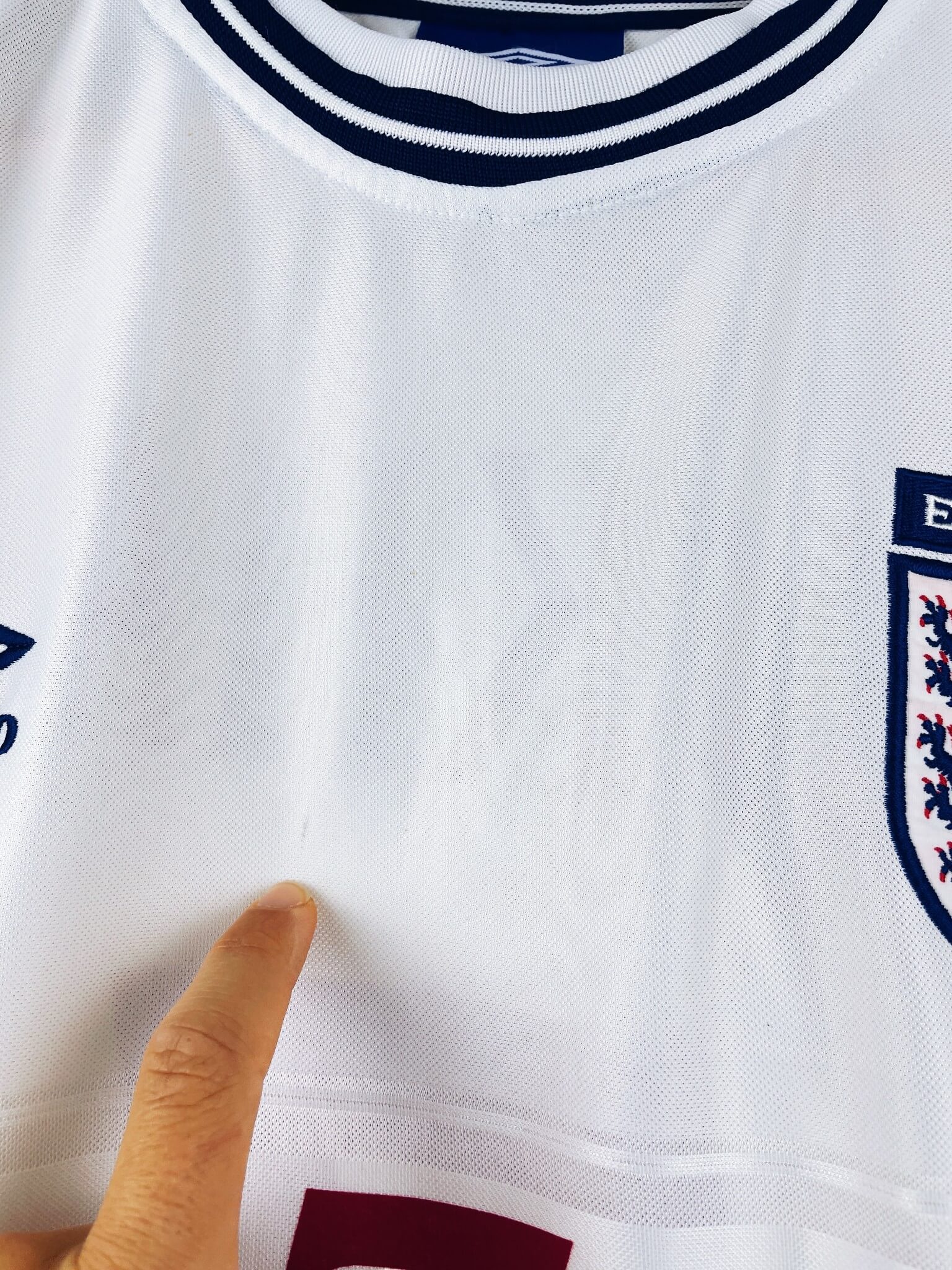 maillot vintage domicile Angleterre 1999/2001 floqué Beckham #7
