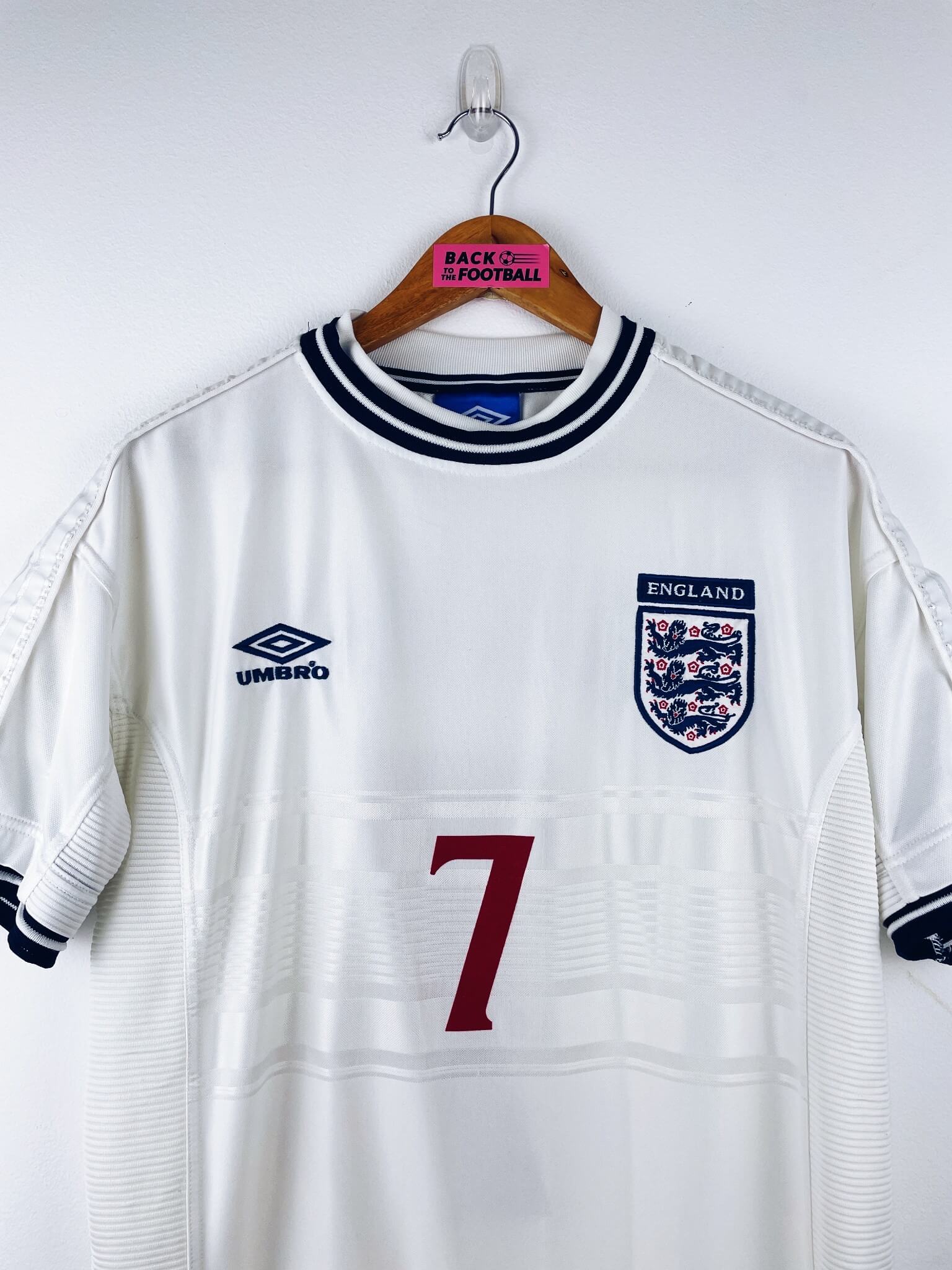 maillot vintage domicile Angleterre 1999/2001 floqué Beckham #7