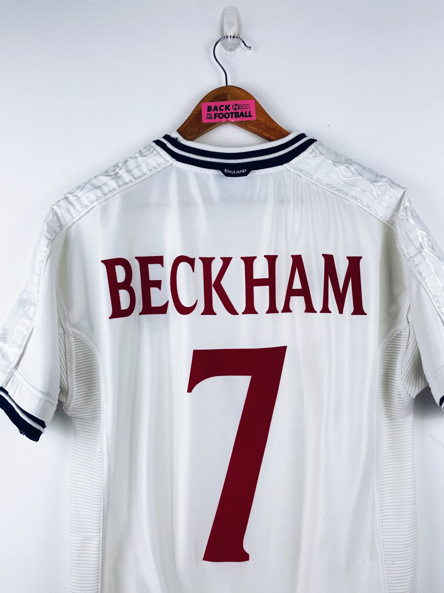 maillot vintage domicile Angleterre 1999/2001 floqué Beckham #7