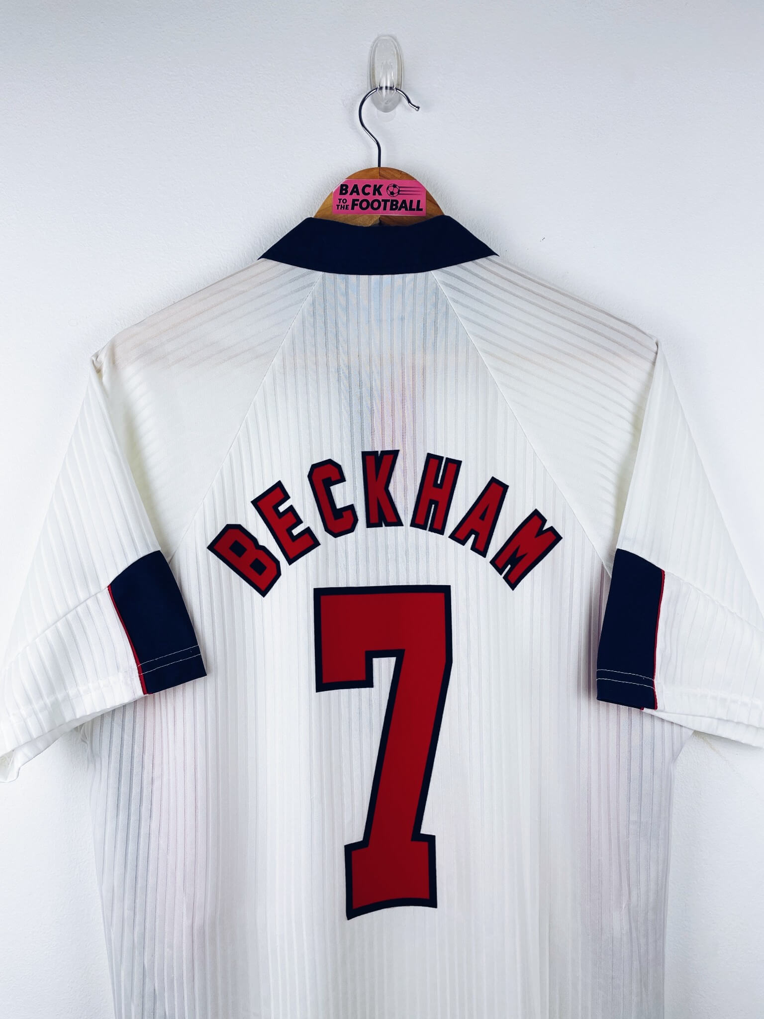 maillot vintage domicile Angleterre 1998 floqué Beckham #7