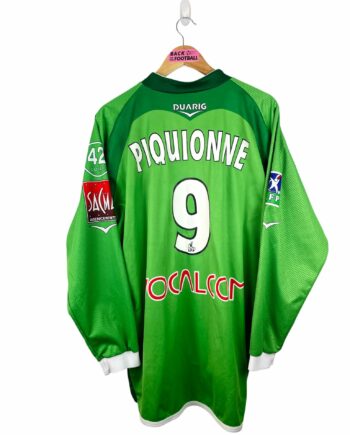 maillot vintage domicile AS Saint-Etienne 2004/2005 manches longues porté (match worn) ou préparé (match issue) pour Piquionne #9
