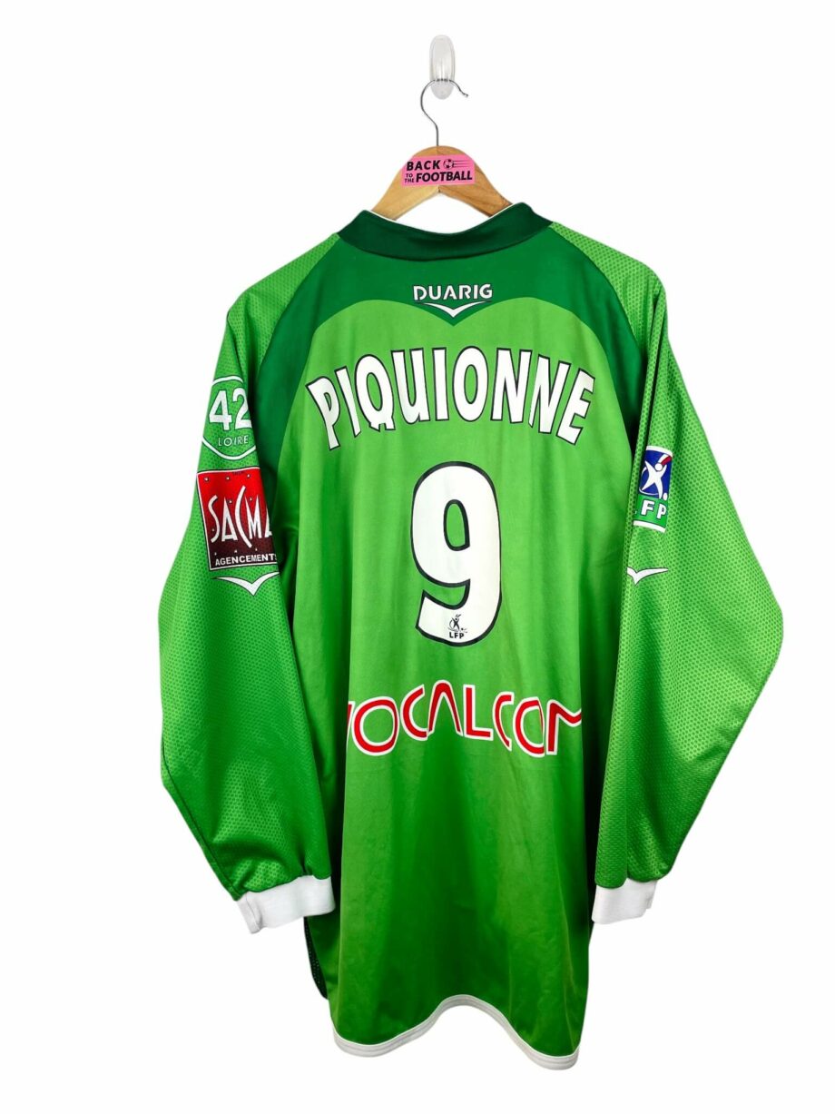 maillot vintage domicile AS Saint-Etienne 2004/2005 manches longues porté (match worn) ou préparé (match issue) pour Piquionne #9