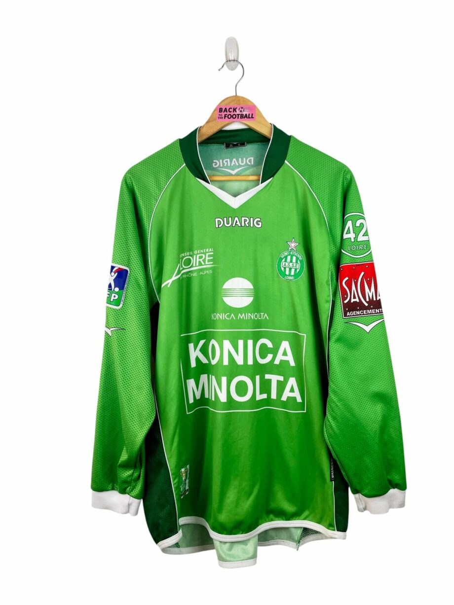 maillot vintage domicile AS Saint-Etienne 2004/2005 manches longues porté (match worn) ou préparé (match issue) pour Piquionne #9