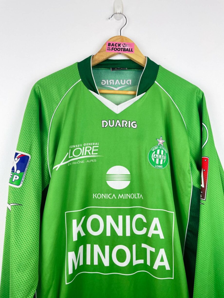 maillot vintage domicile AS Saint-Etienne 2004/2005 manches longues porté (match worn) ou préparé (match issue) pour Piquionne #9