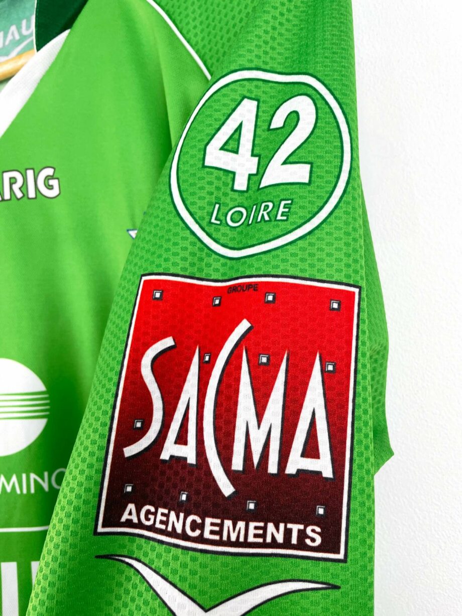 maillot vintage domicile AS Saint-Etienne 2004/2005 manches longues porté (match worn) ou préparé (match issue) pour Piquionne #9