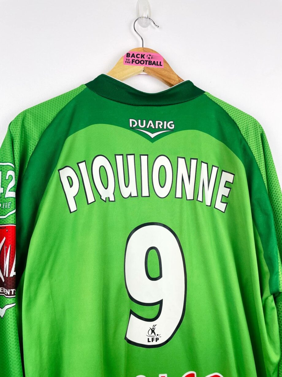 maillot vintage domicile AS Saint-Etienne 2004/2005 manches longues porté (match worn) ou préparé (match issue) pour Piquionne #9