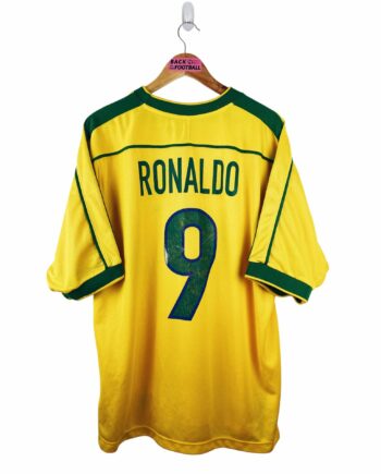 maillot vintage domicile Brésil 1998 floqué Ronaldo #9