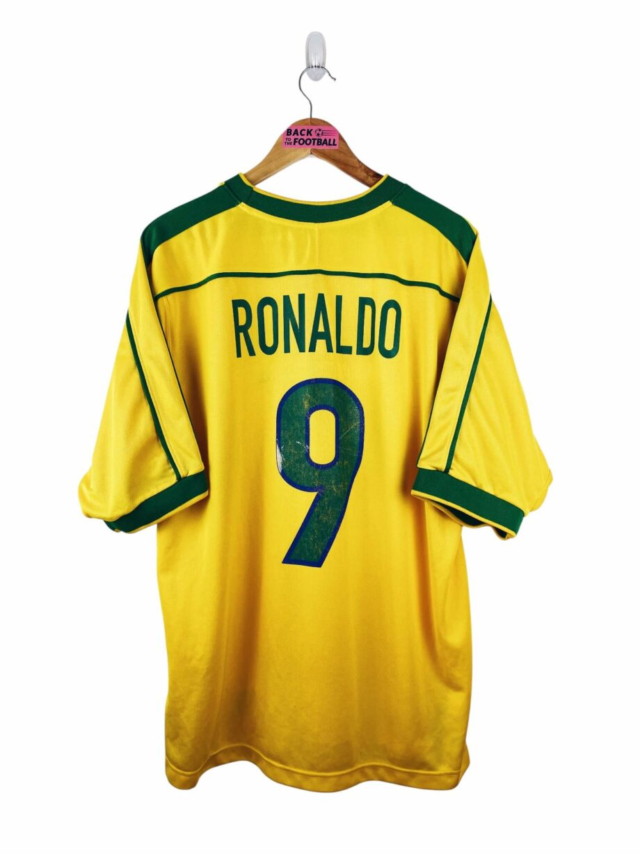 maillot vintage domicile Brésil 1998 floqué Ronaldo #9