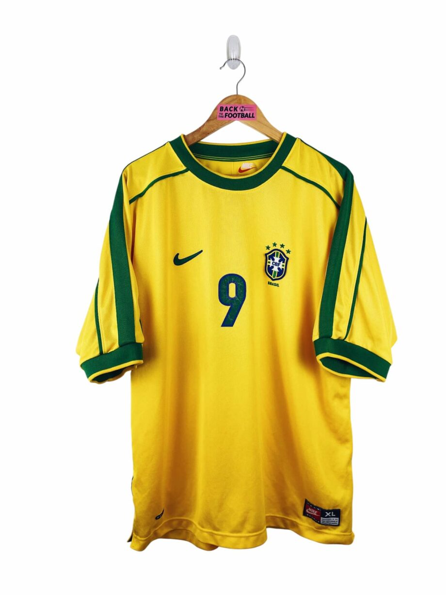 maillot vintage domicile Brésil 1998 floqué Ronaldo #9