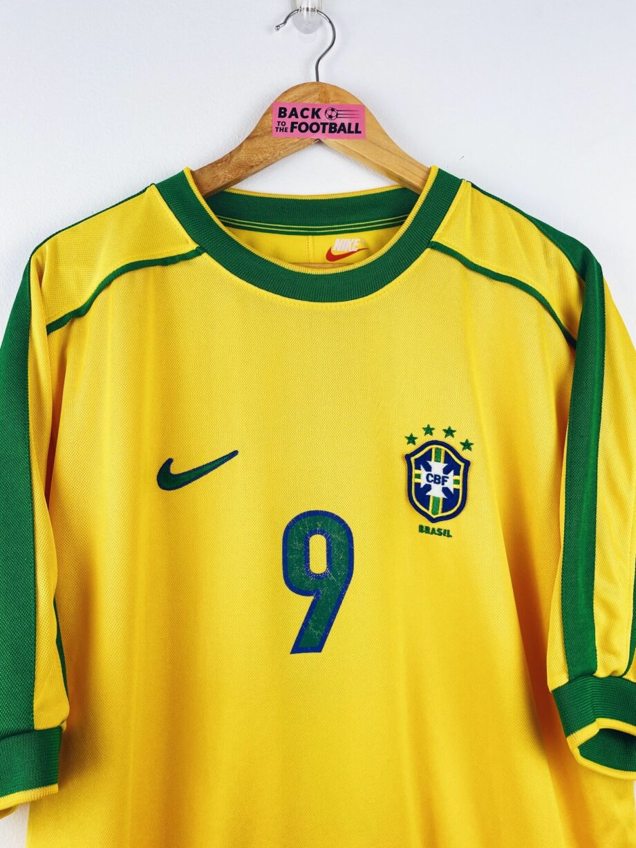 maillot vintage domicile Brésil 1998 floqué Ronaldo #9