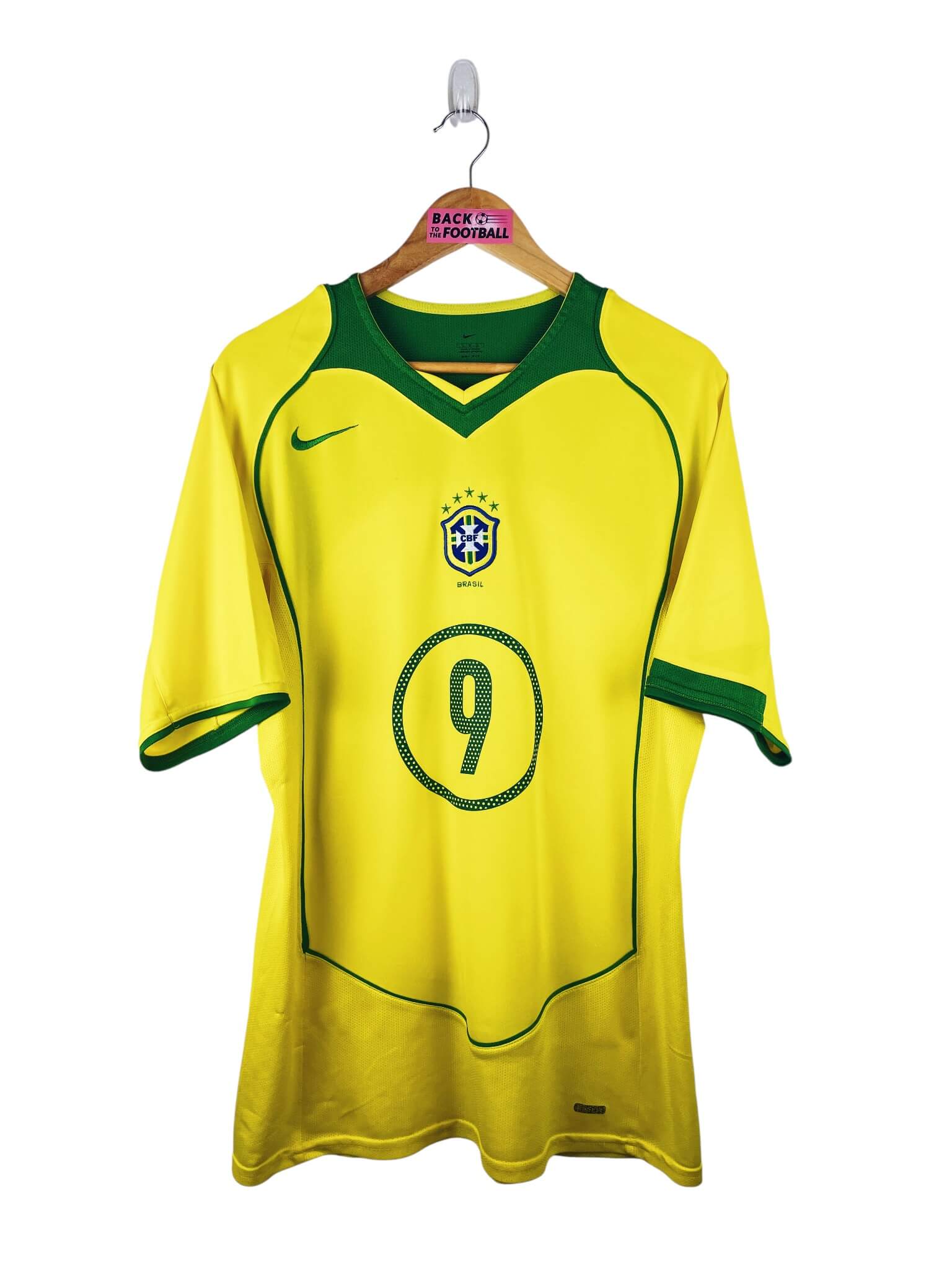 maillot vintage domicile Brésil 2004 floqué Ronaldo #9