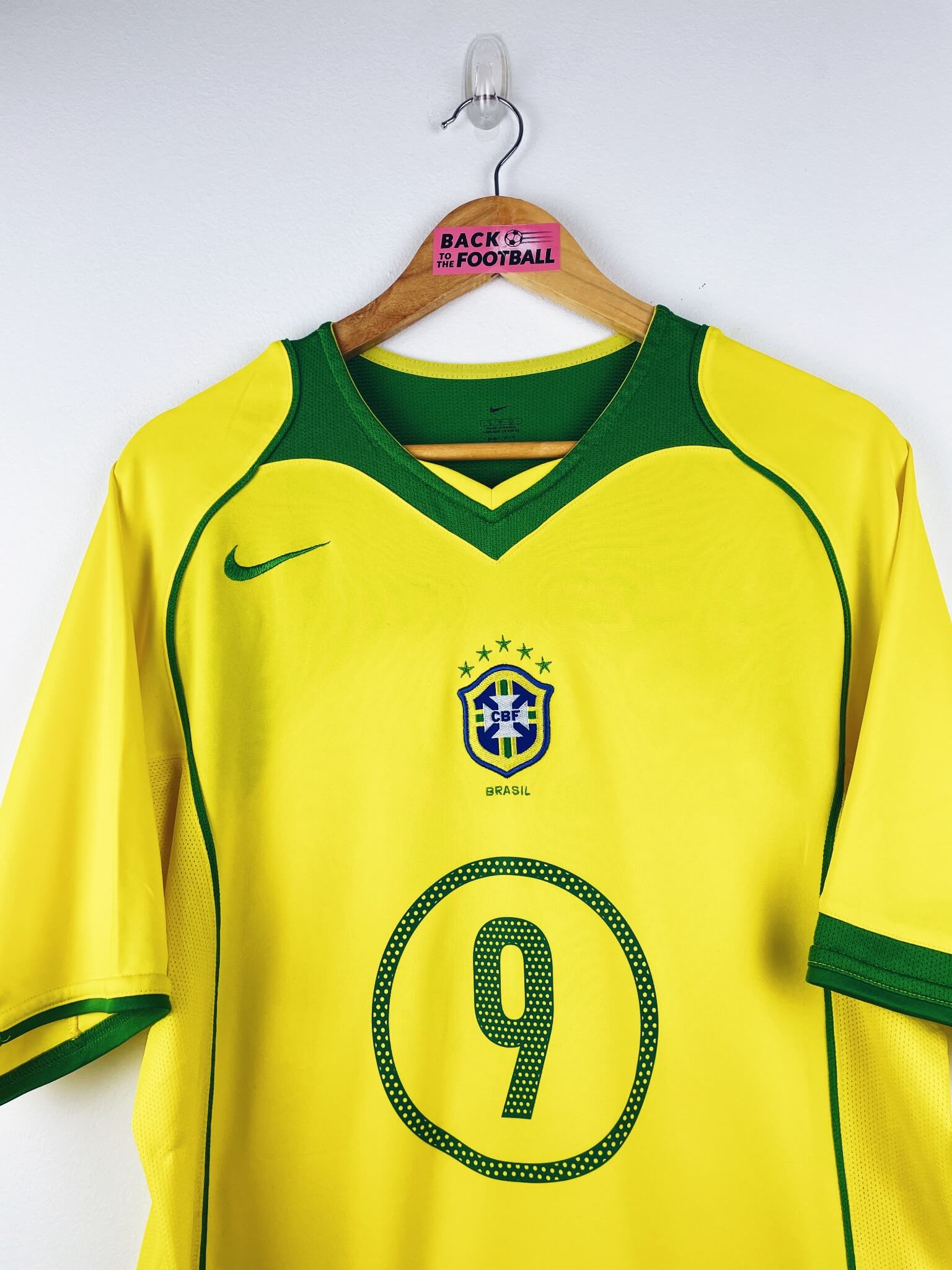 maillot vintage domicile Brésil 2004 floqué Ronaldo #9